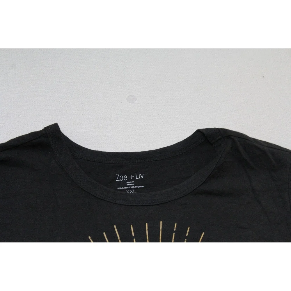 Zoe + Liv Graphic Tee Women Double Extra Large Black Excellent Mojave Desert
